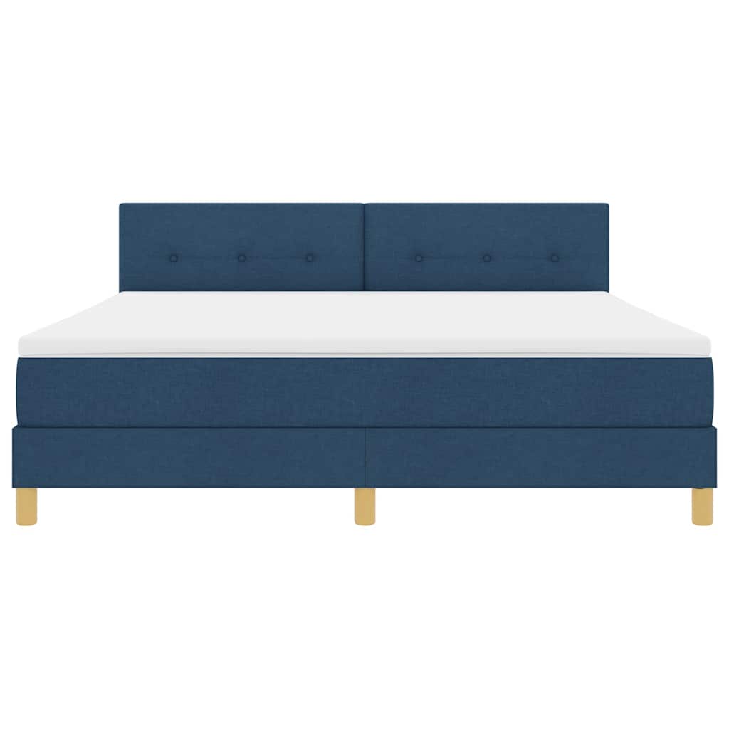 Box spring seng med madras med hovedgærde Blå 180 x 200 cm Stof