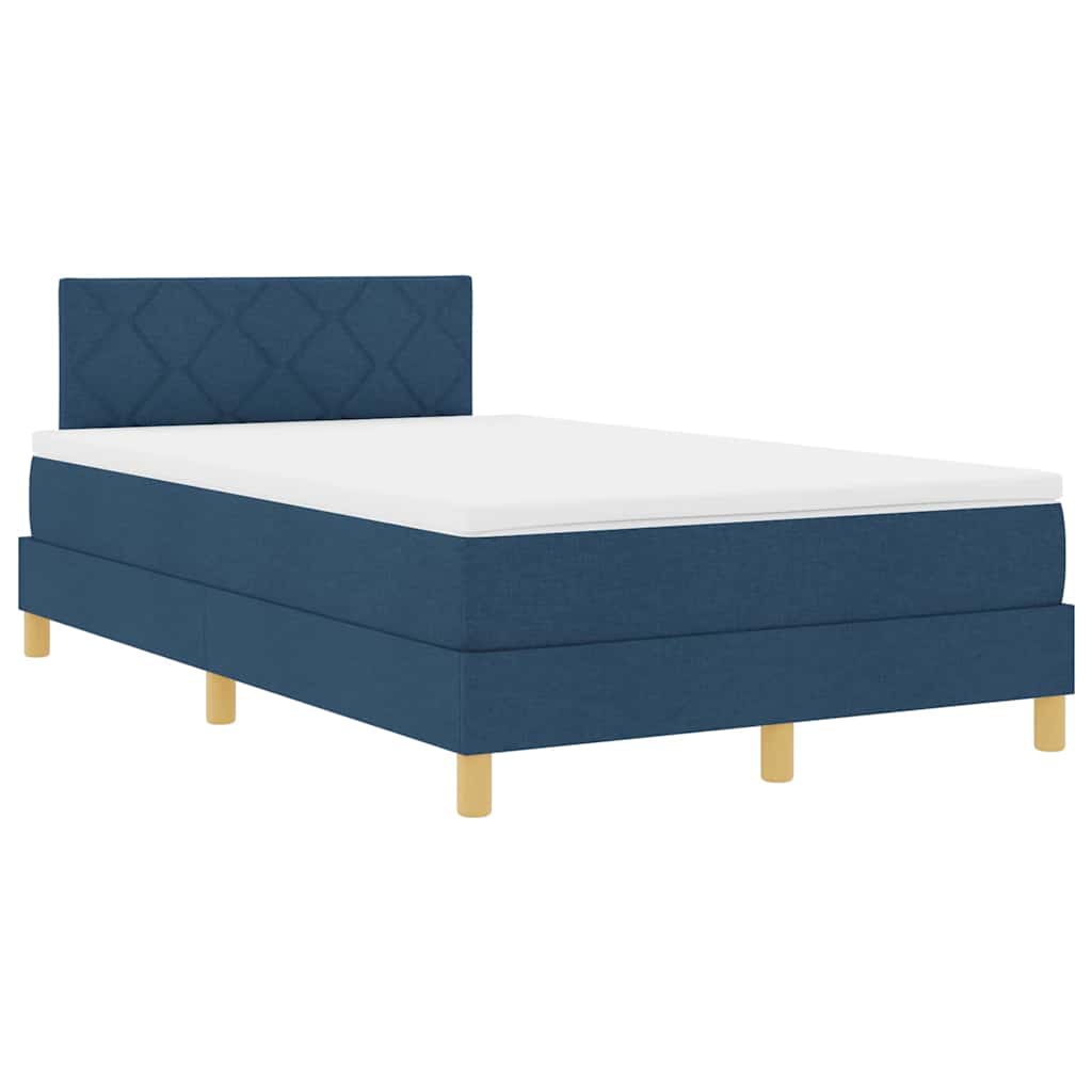 Box spring seng med madras med hovedgærde Blå 120 x 190 cm Stof
