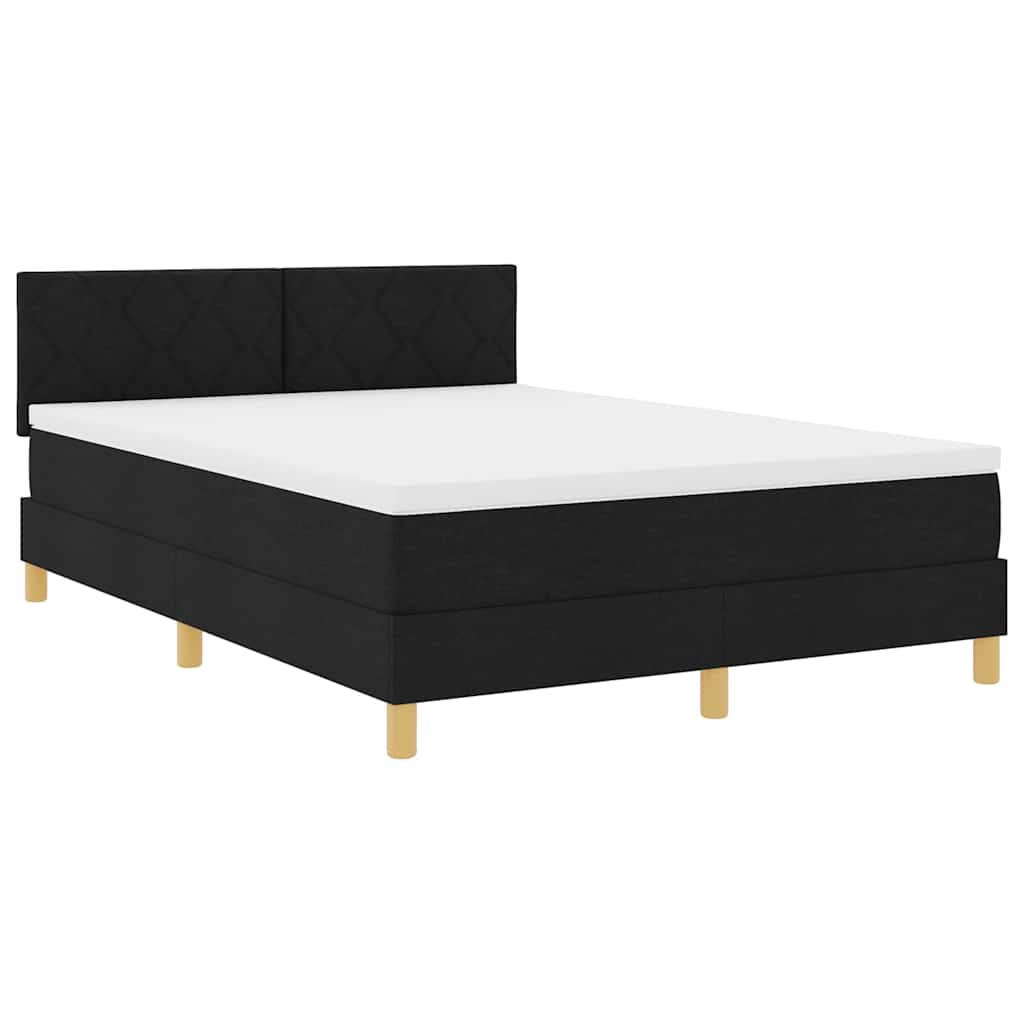 Box spring seng med madras Sort 140 x 200 cm Stof