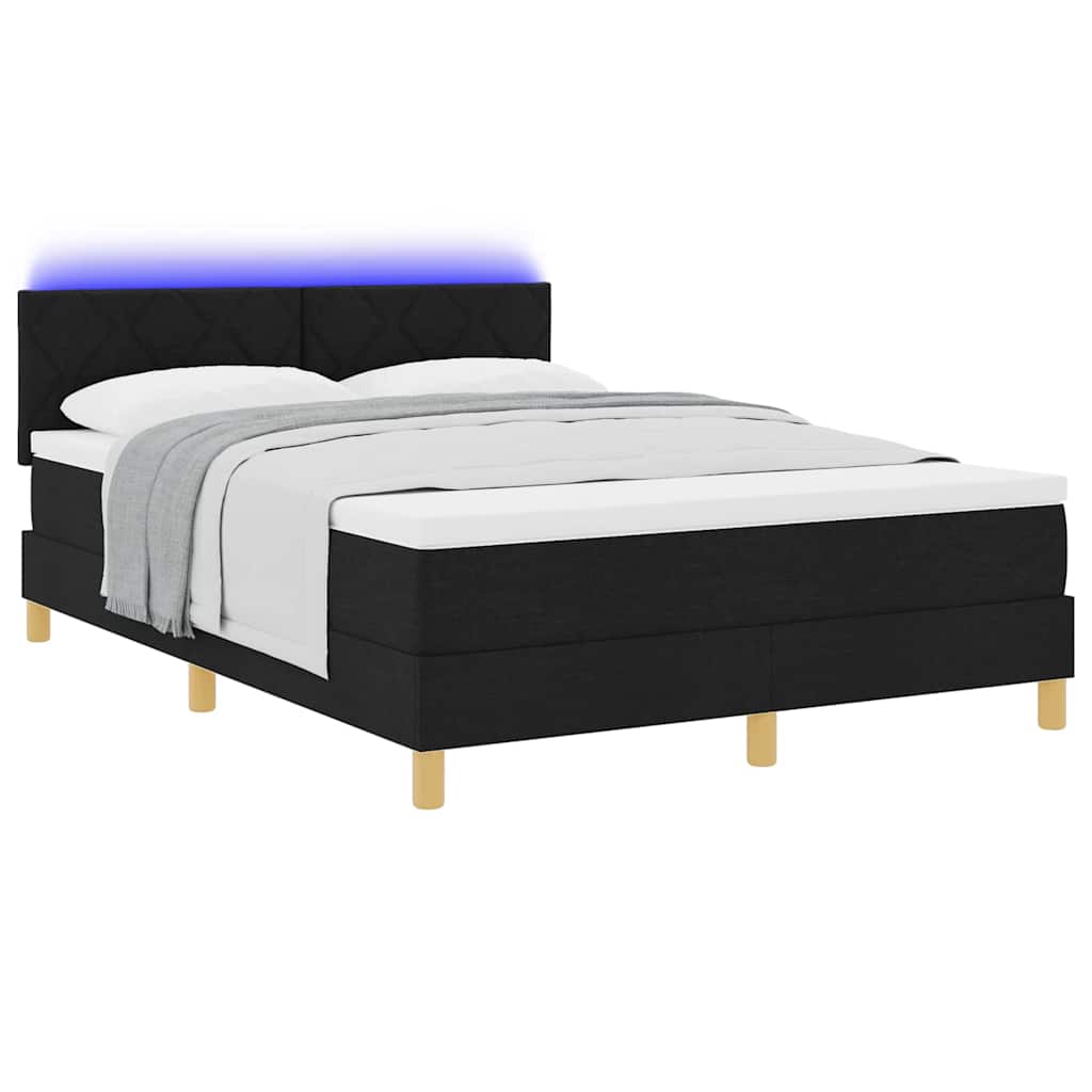 Box spring seng med madras Sort 140 x 200 cm Stof