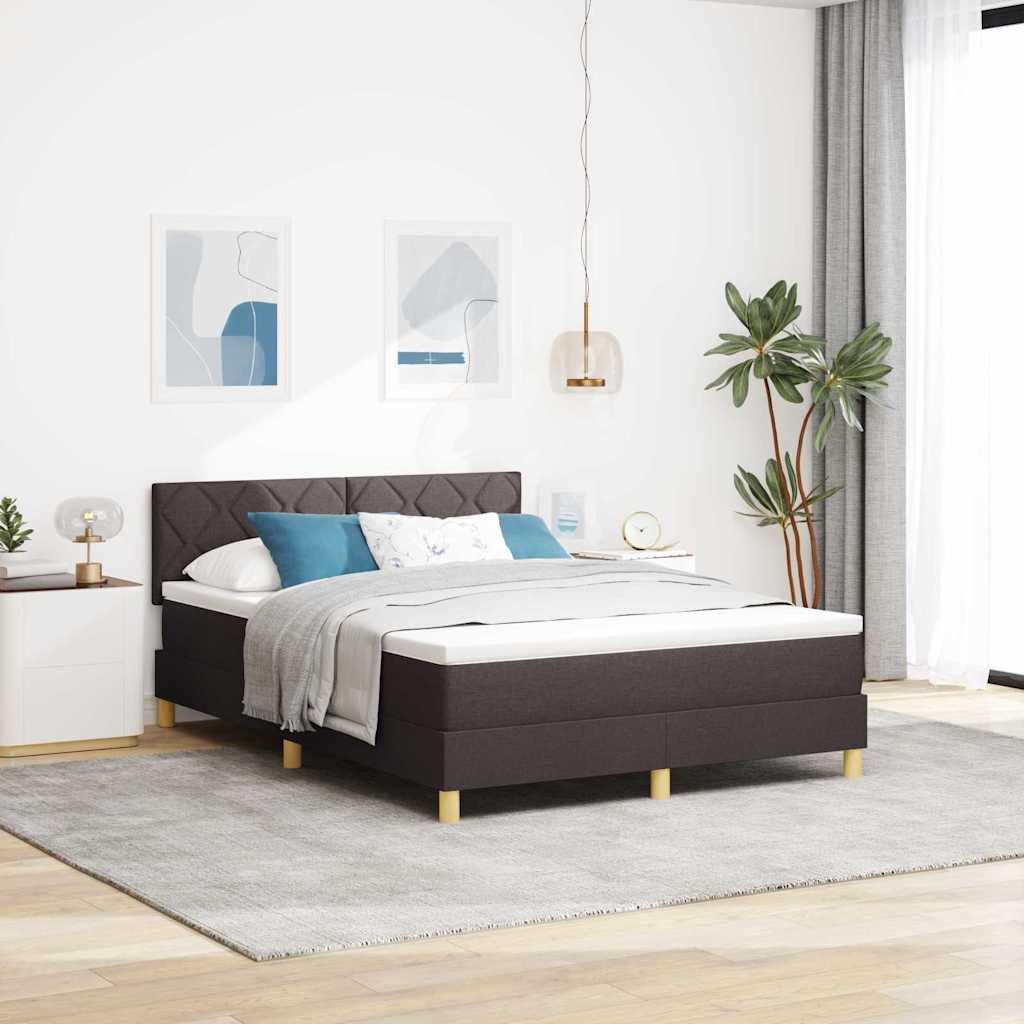 Box spring seng med madras Mørkebrun 140 x 200 cm Stof