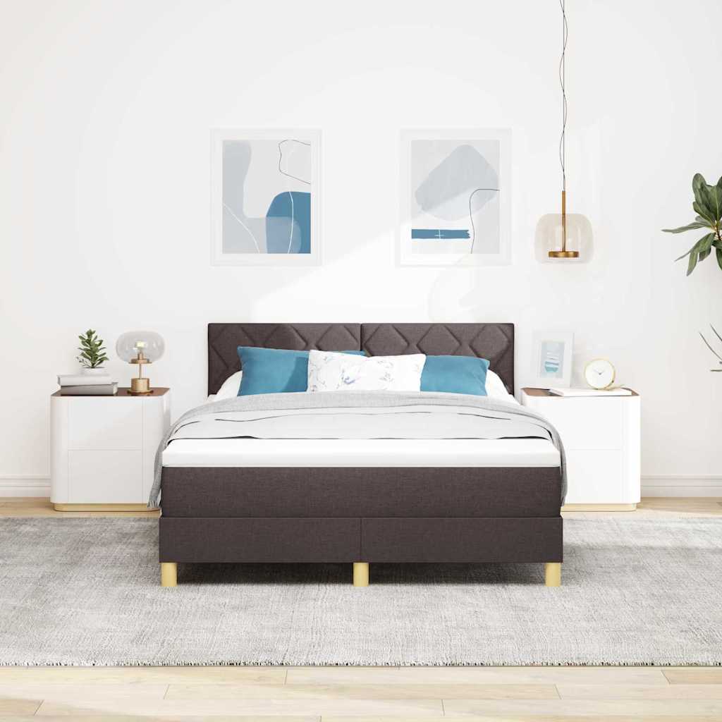 Box spring seng med madras Mørkebrun 140 x 200 cm Stof