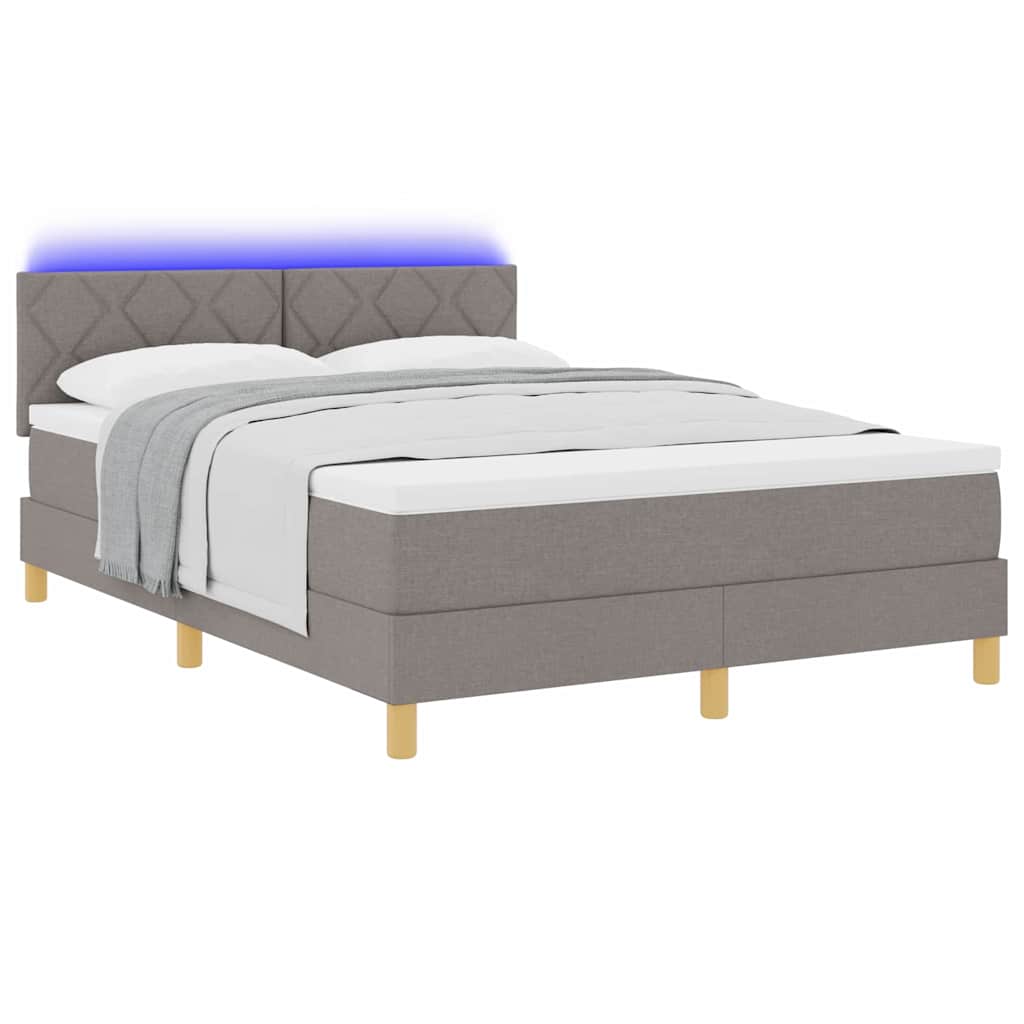 Box spring seng med madras Gråbrun 140 x 200 cm Stof