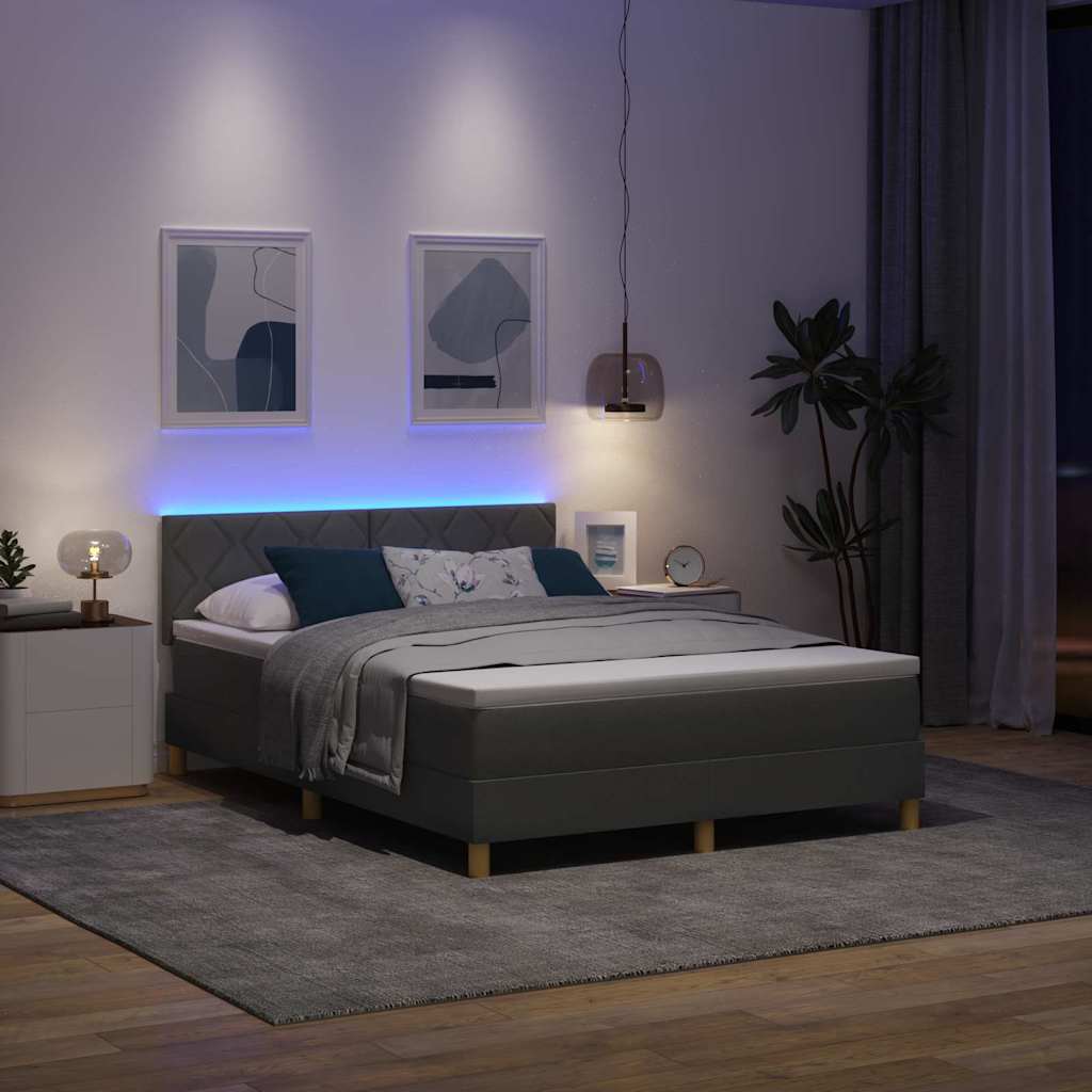 Box spring seng med madras Mørkegrå 160 x 200 cm Stof