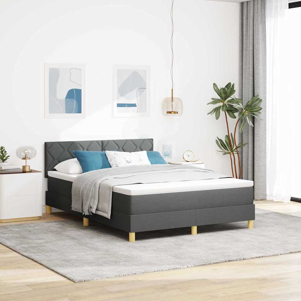 Box spring seng med madras Mørkegrå 160 x 200 cm Stof