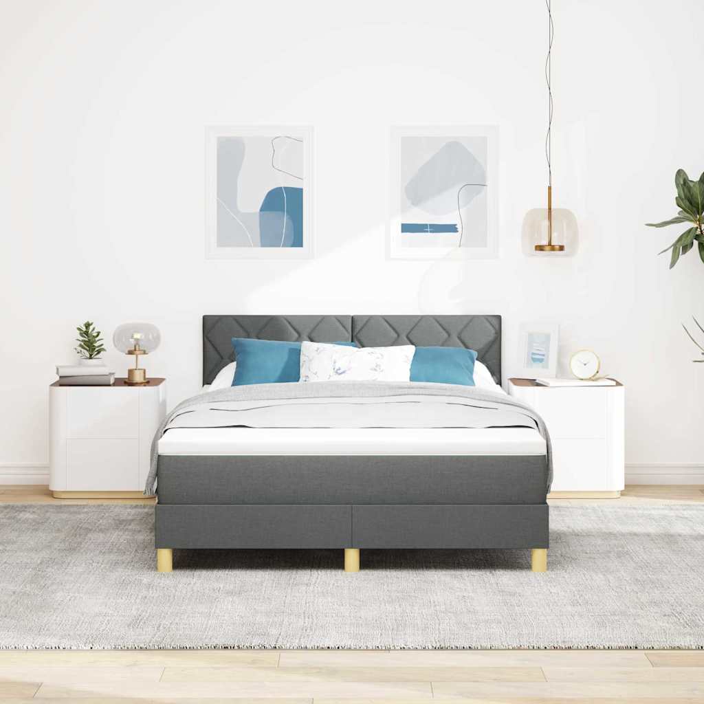 Box spring seng med madras Mørkegrå 160 x 200 cm Stof