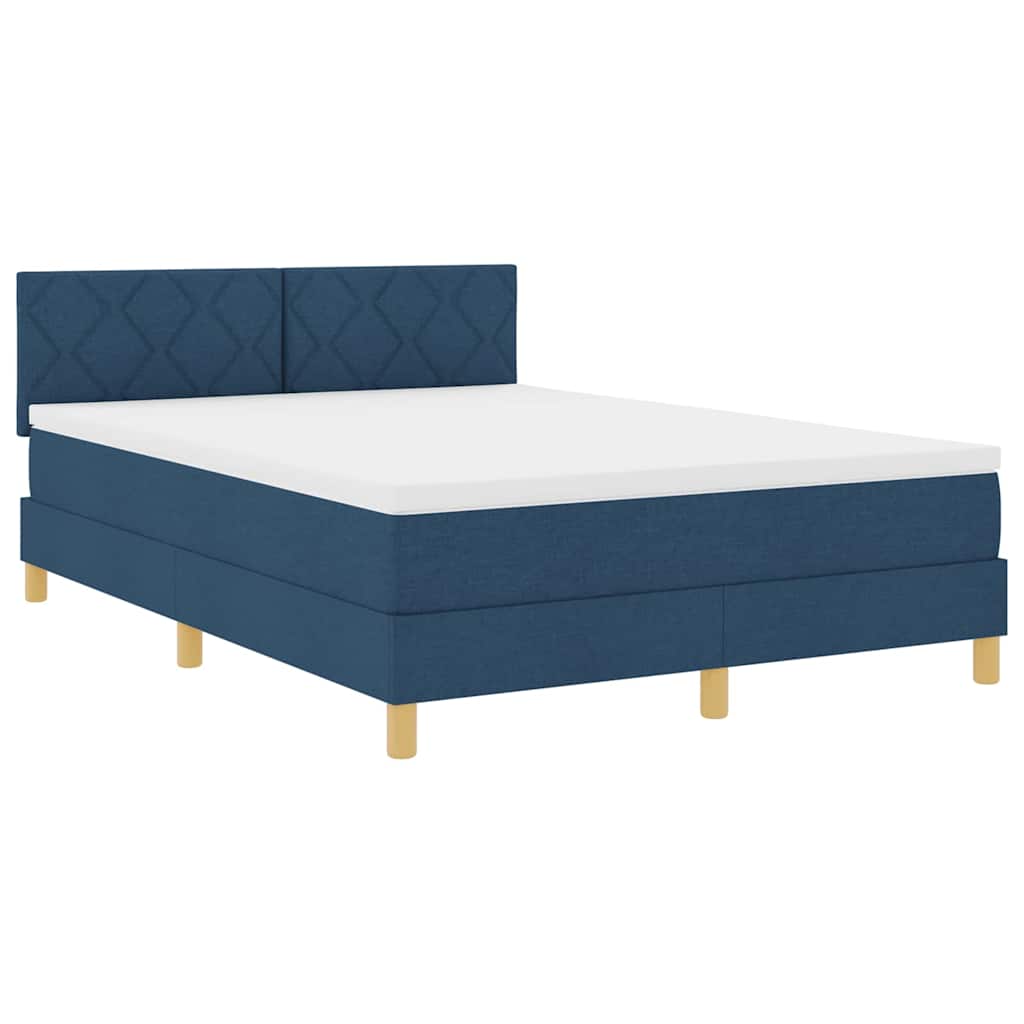 Box spring seng med madras med hovedgærde Blå 160 x 200 cm Stof