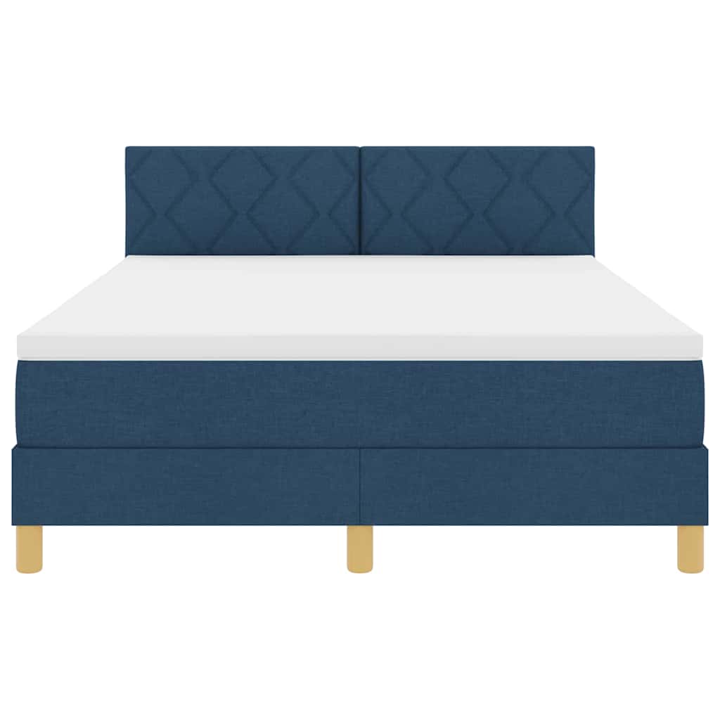 Box spring seng med madras med hovedgærde Blå 160 x 200 cm Stof