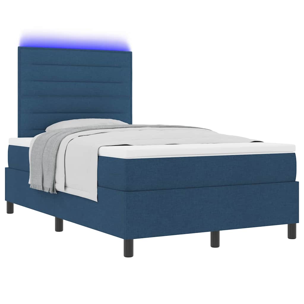 Box spring seng med madras med hovedgærde Blå 120 x 190 cm Stof