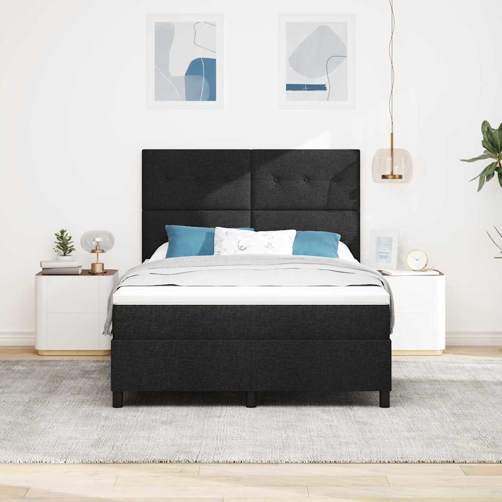 Box spring seng med madras Sort 160 x 200 cm Stof