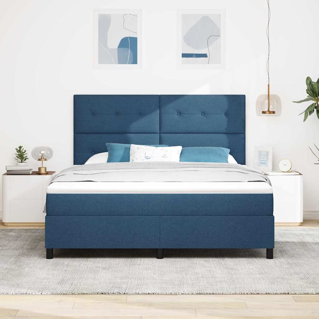 Box spring seng med madras med hovedgærde Blå 180 x 200 cm Stof