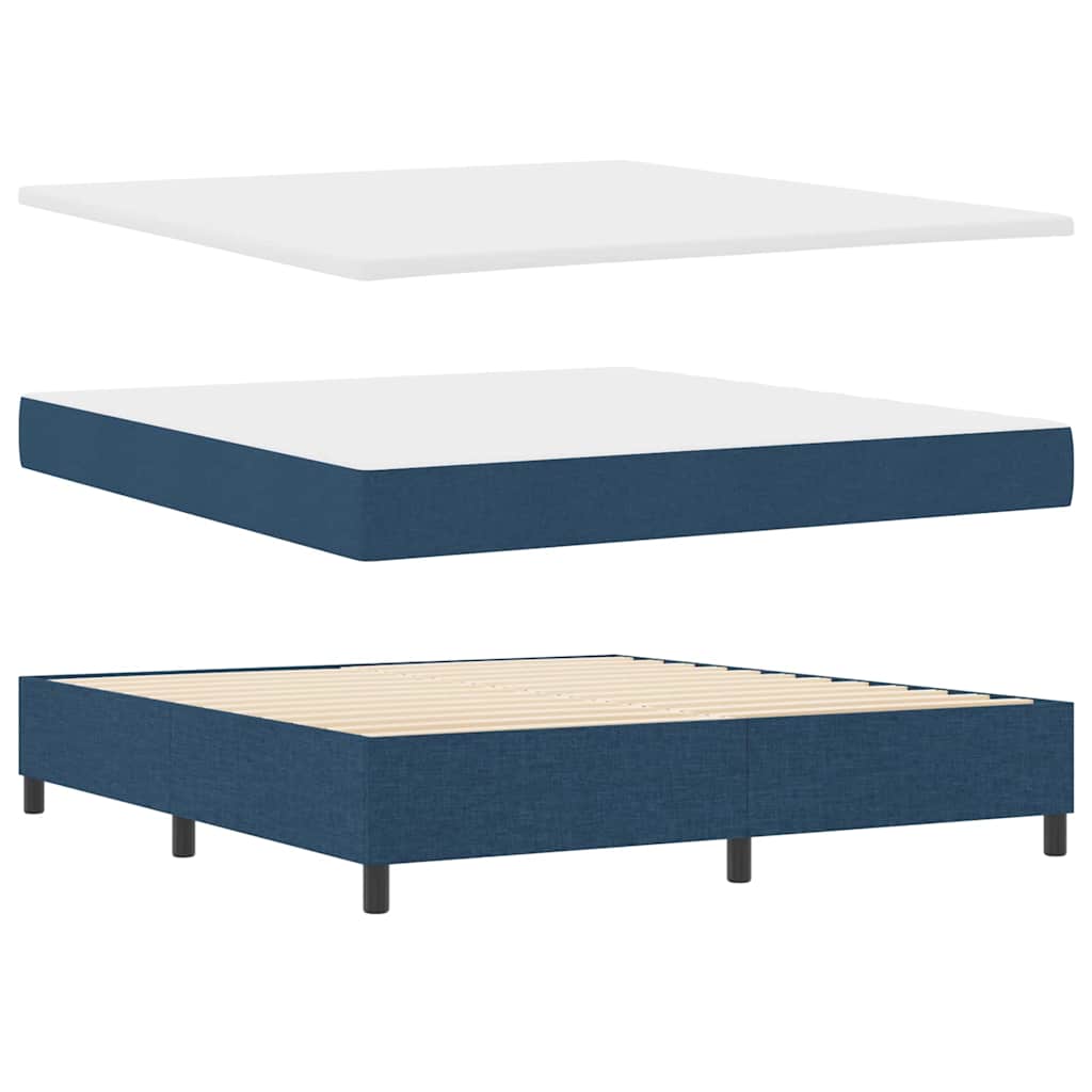 Box spring seng med madras med hovedgærde Blå 180 x 200 cm Stof