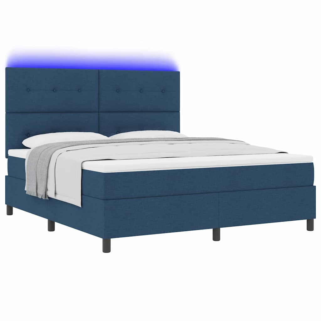 Box spring seng med madras med hovedgærde Blå 180 x 200 cm Stof
