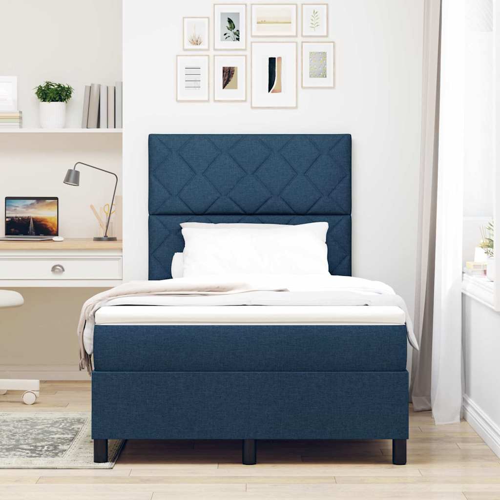 Box spring seng med madras med hovedgærde Blå 120 x 190 cm Stof