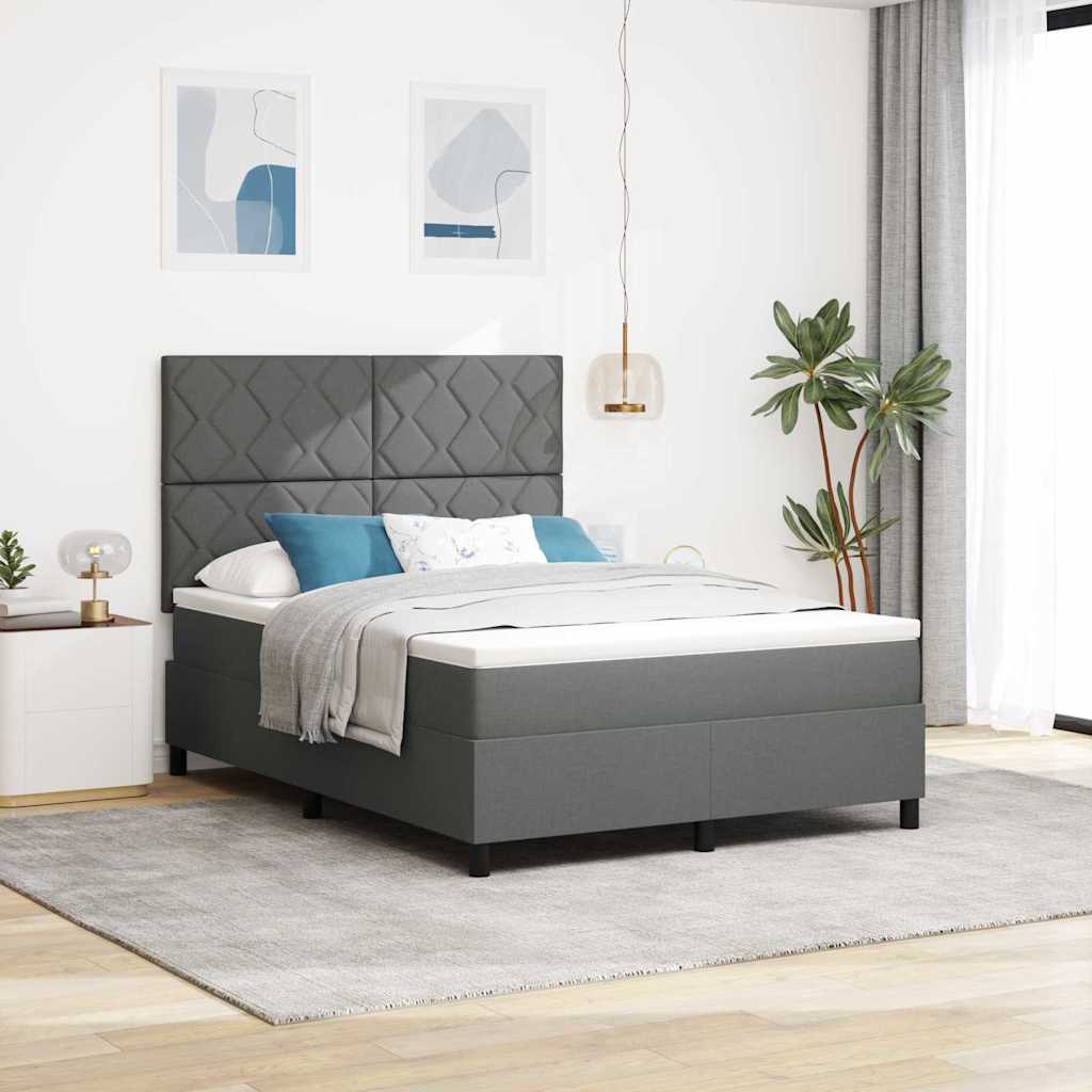 Box spring seng med madras Mørkegrå 140 x 200 cm Stof