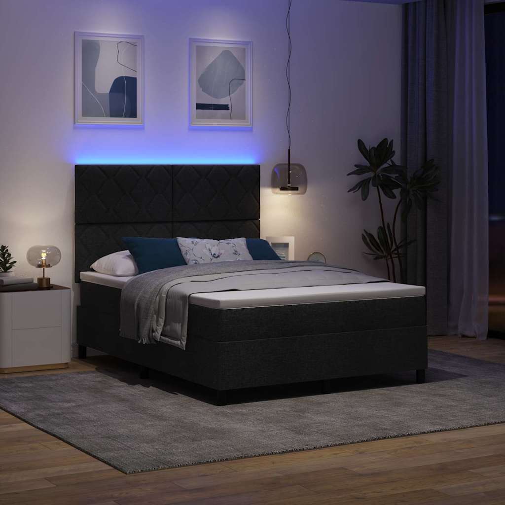 Box spring seng med madras Sort 140 x 200 cm Stof