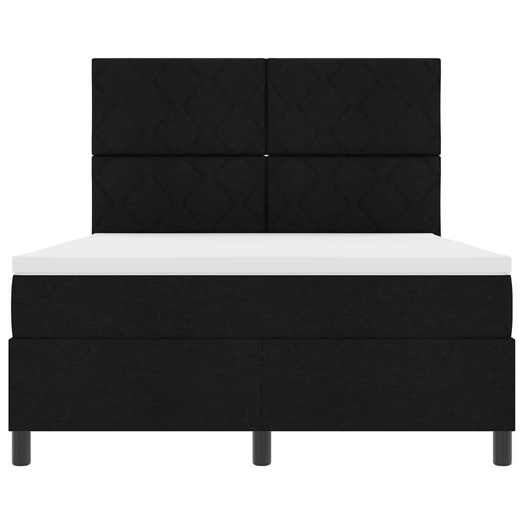 Box spring seng med madras Sort 140 x 200 cm Stof