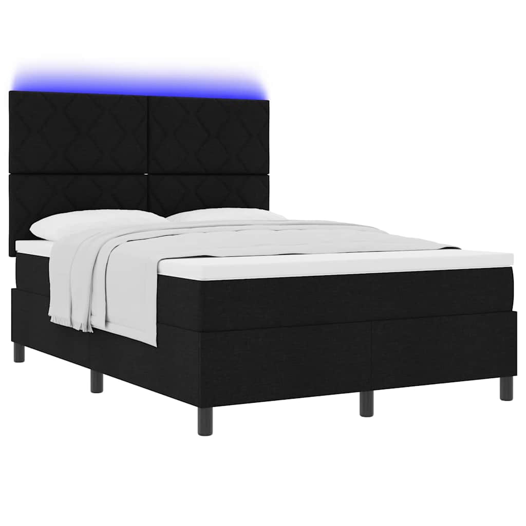 Box spring seng med madras Sort 140 x 200 cm Stof
