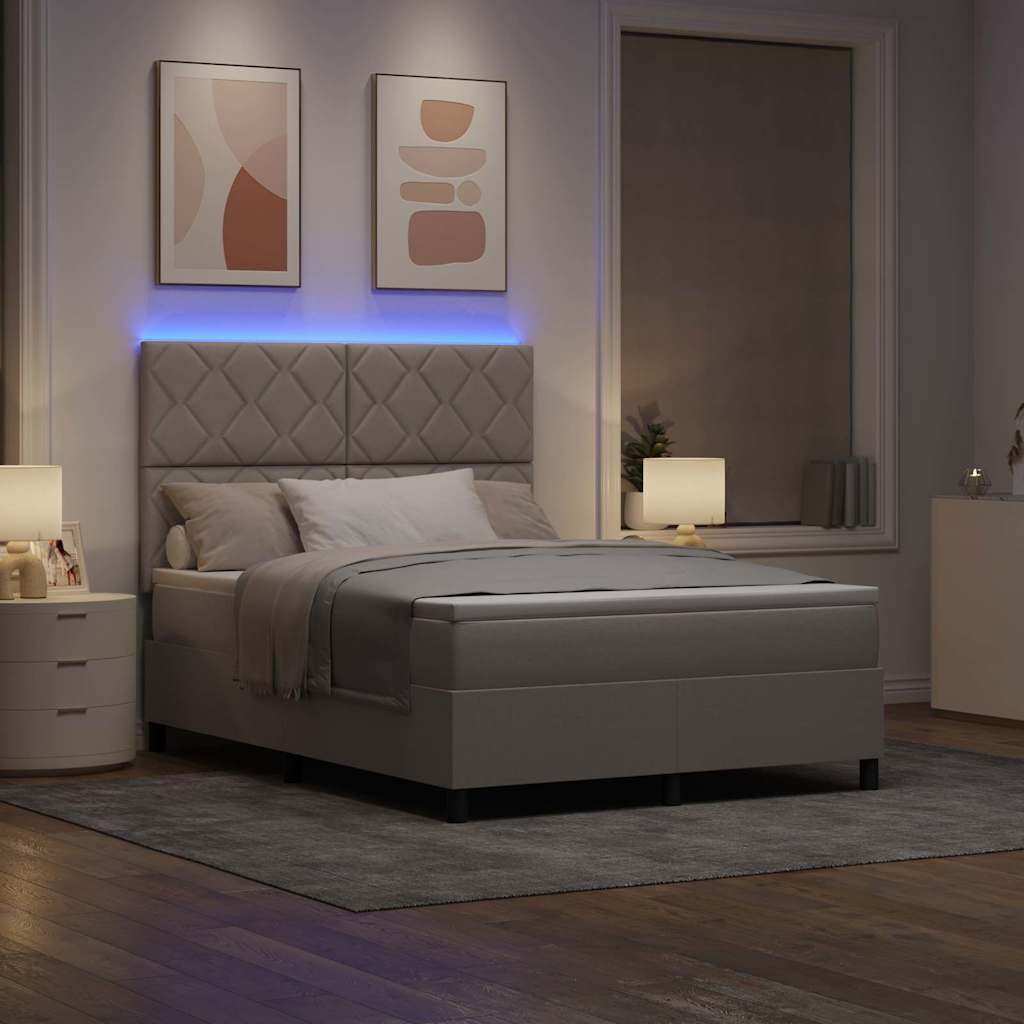 Box spring seng med madras Gråbrun 140 x 200 cm Stof