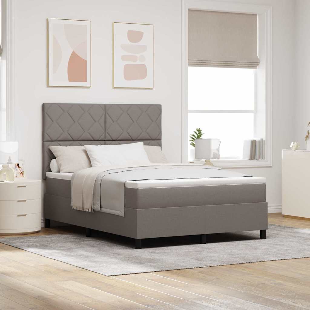 Box spring seng med madras Gråbrun 140 x 200 cm Stof