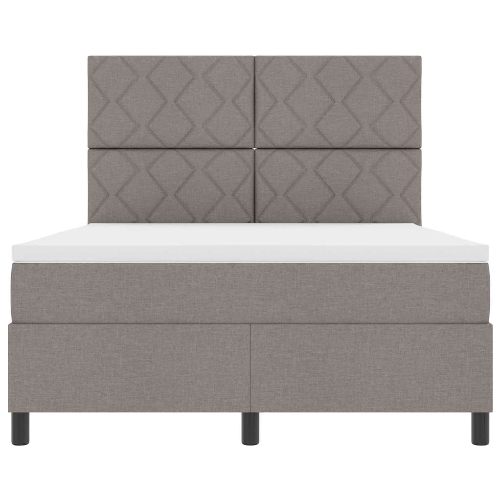 Box spring seng med madras Gråbrun 140 x 200 cm Stof