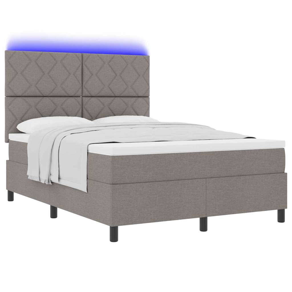 Box spring seng med madras Gråbrun 140 x 200 cm Stof