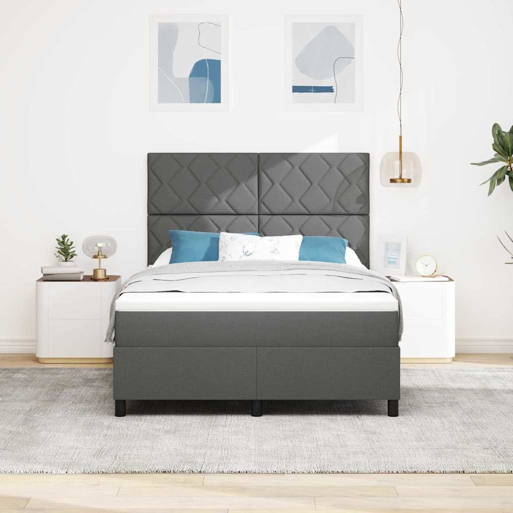 Box spring seng med madras Mørkegrå 160 x 200 cm Stof