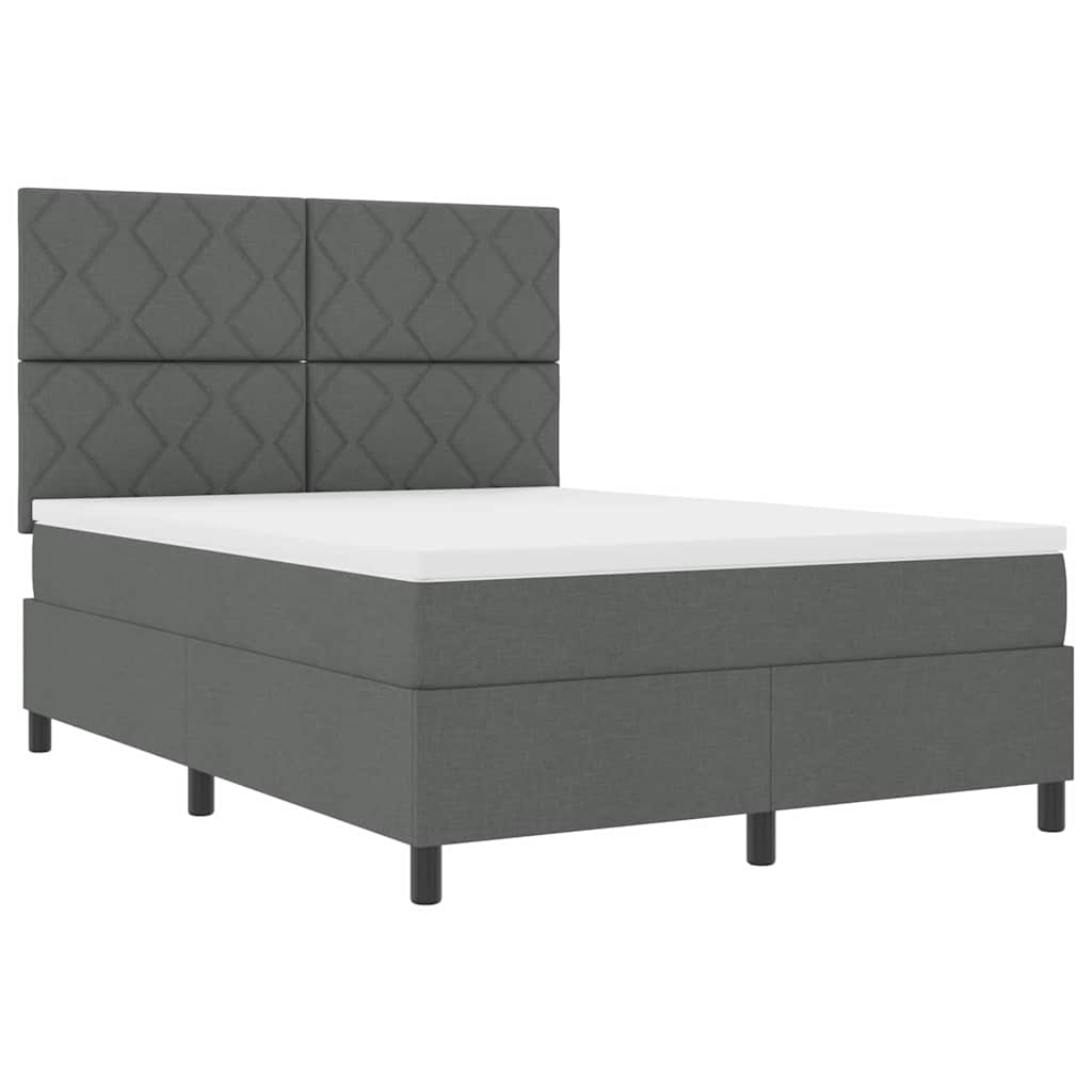 Box spring seng med madras Mørkegrå 160 x 200 cm Stof