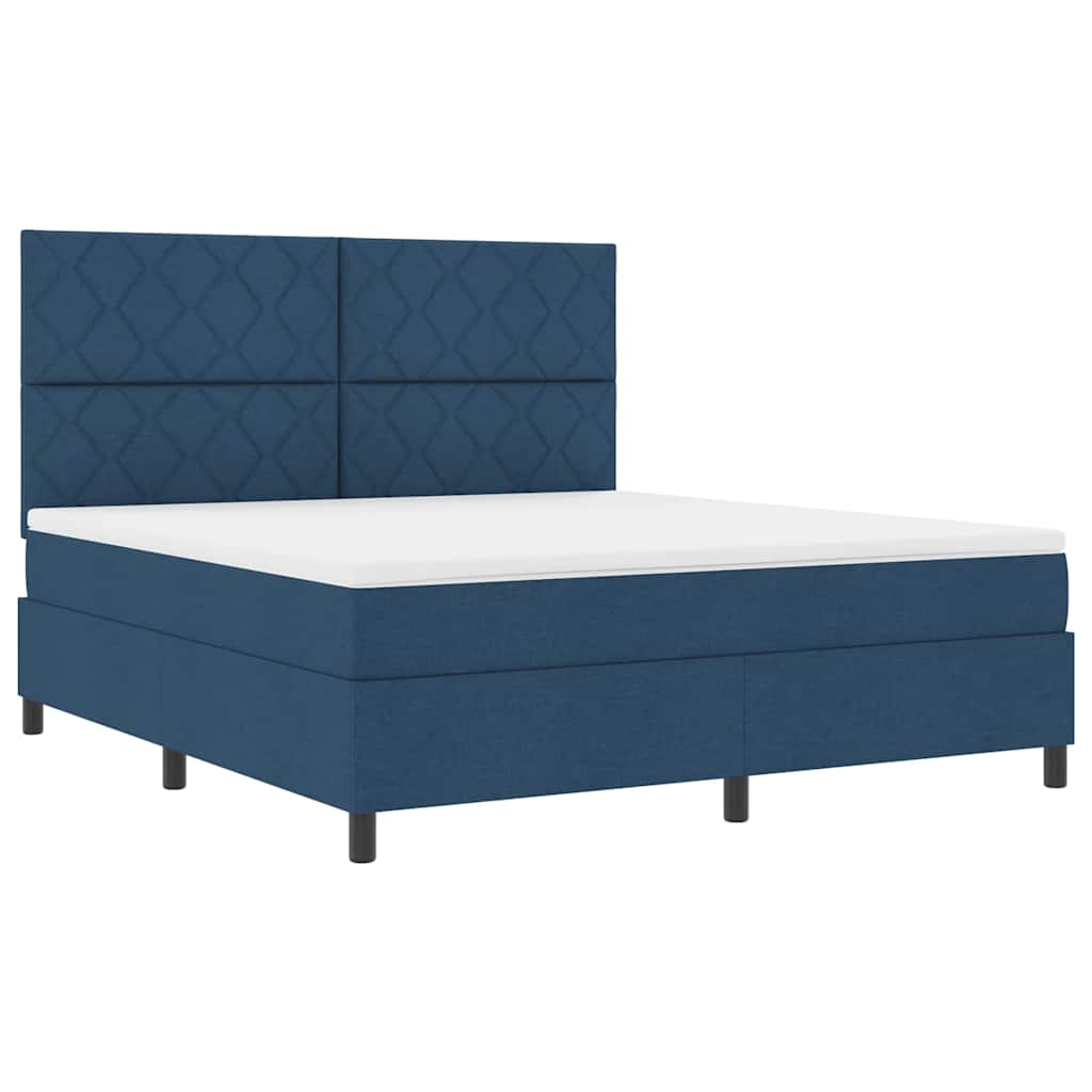 Box spring seng med madras med hovedgærde Blå 180 x 200 cm Stof