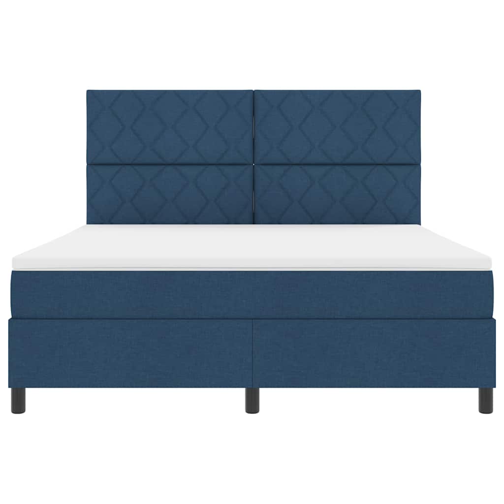 Box spring seng med madras med hovedgærde Blå 180 x 200 cm Stof