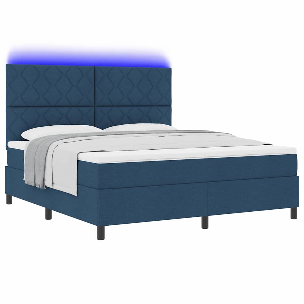 Box spring seng med madras med hovedgærde Blå 180 x 200 cm Stof