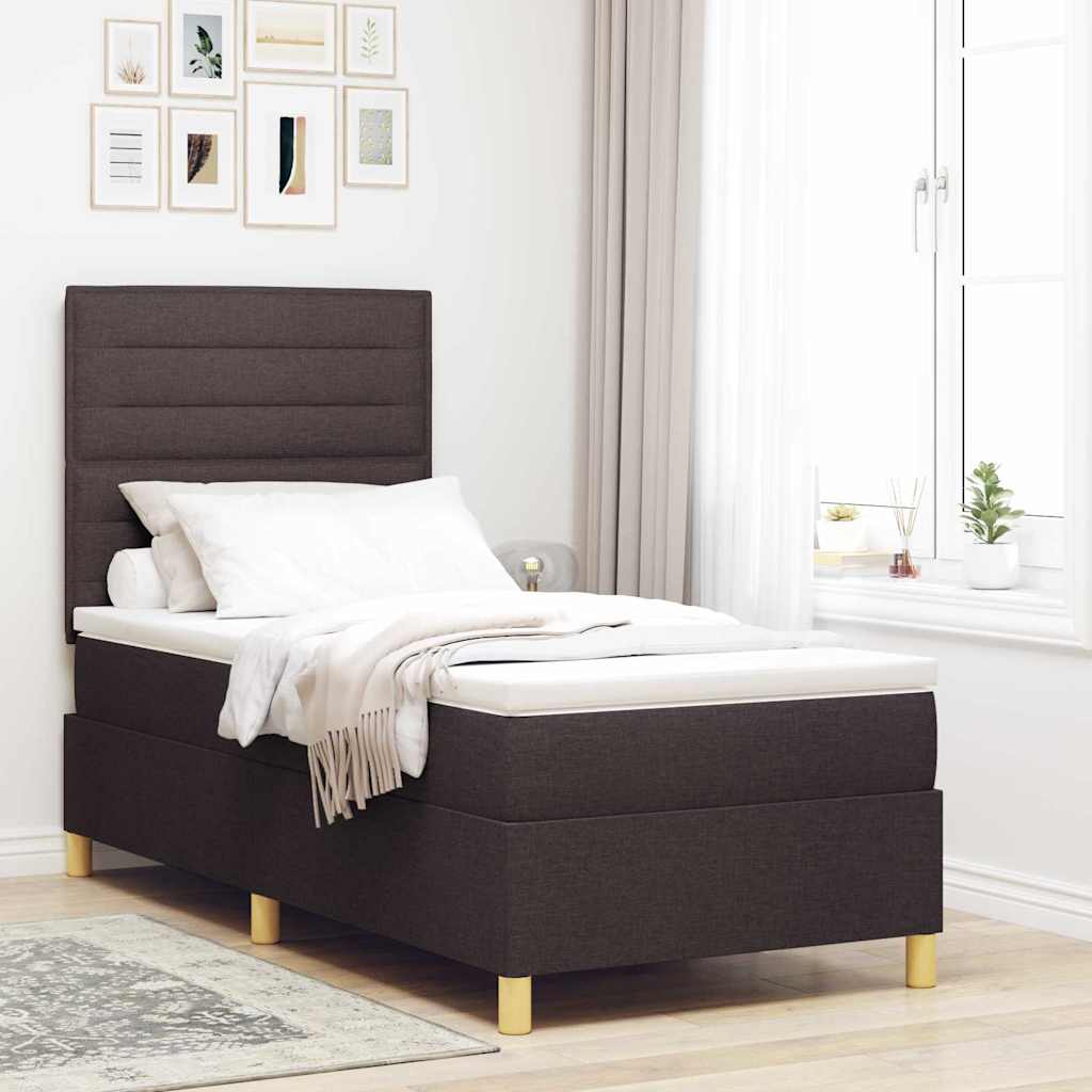 Box spring seng med madras Mørkebrun 90 x 190 cm Stof