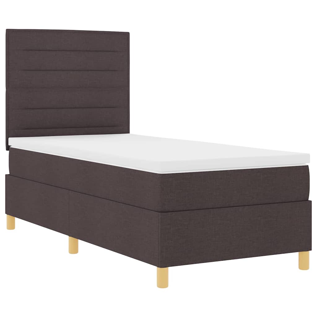 Box spring seng med madras Mørkebrun 90 x 190 cm Stof