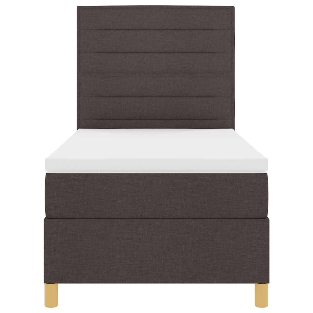 Box spring seng med madras Mørkebrun 90 x 190 cm Stof