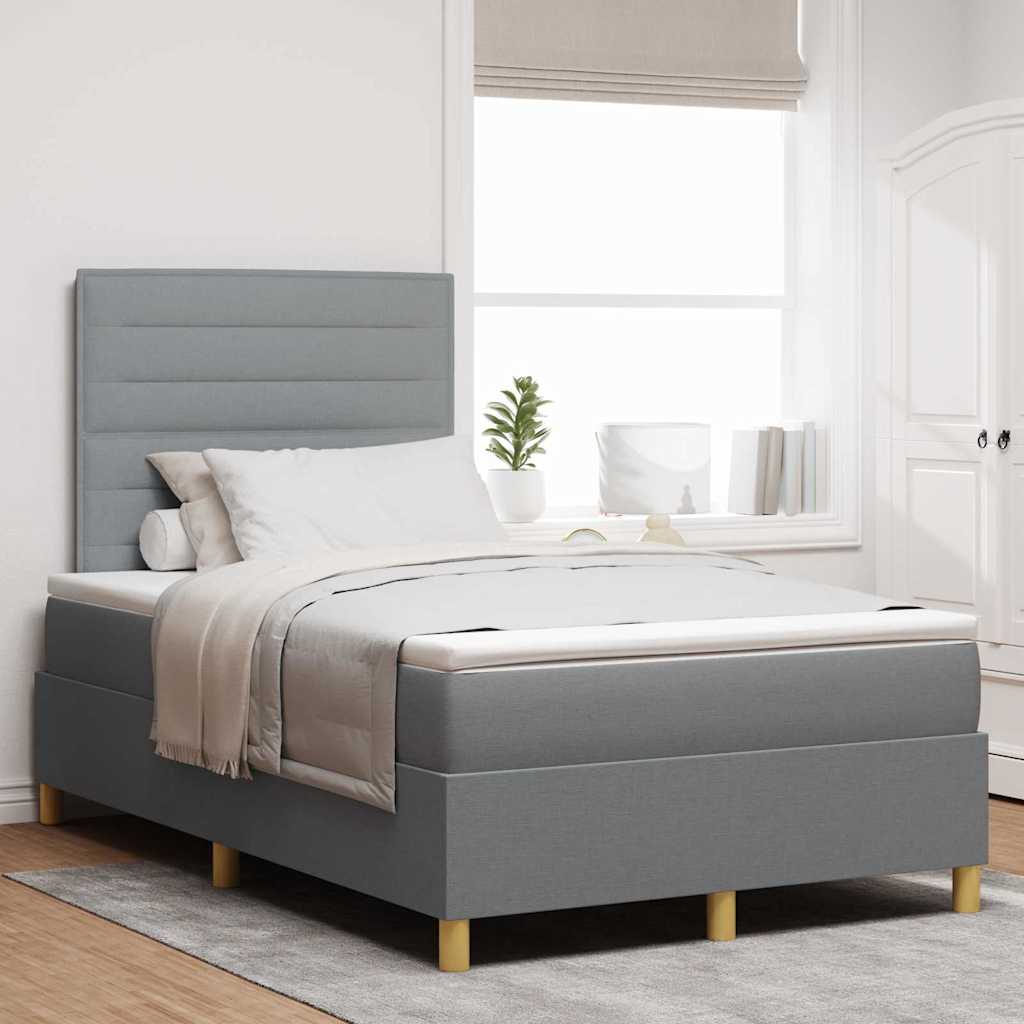 Box spring seng med madras Lysegrå 120 x 190 cm Stof