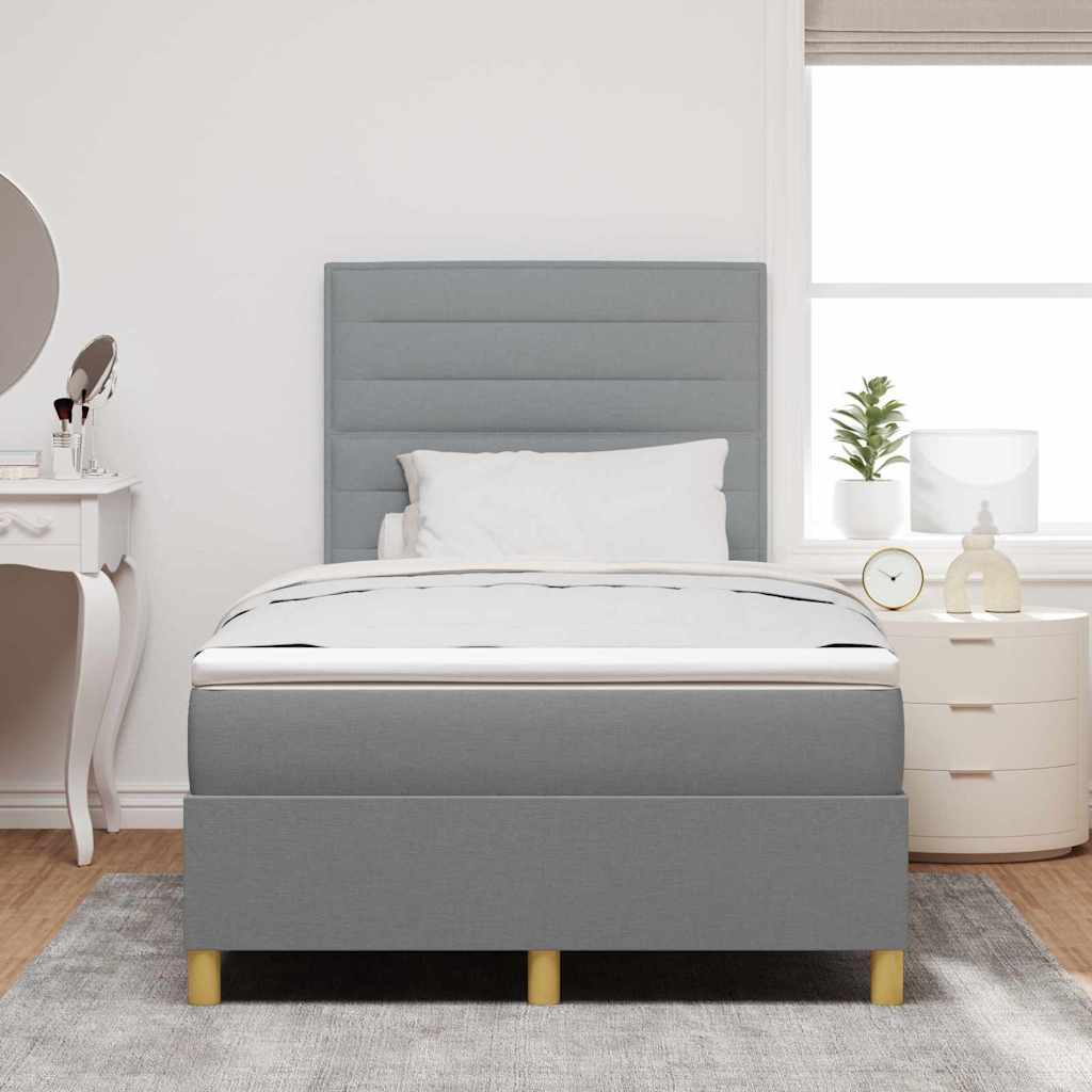 Box spring seng med madras Lysegrå 120 x 190 cm Stof