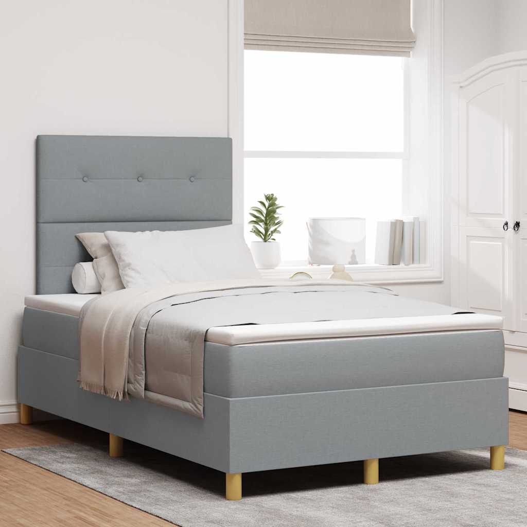 Box spring seng med madras Lysegrå 120 x 190 cm Stof
