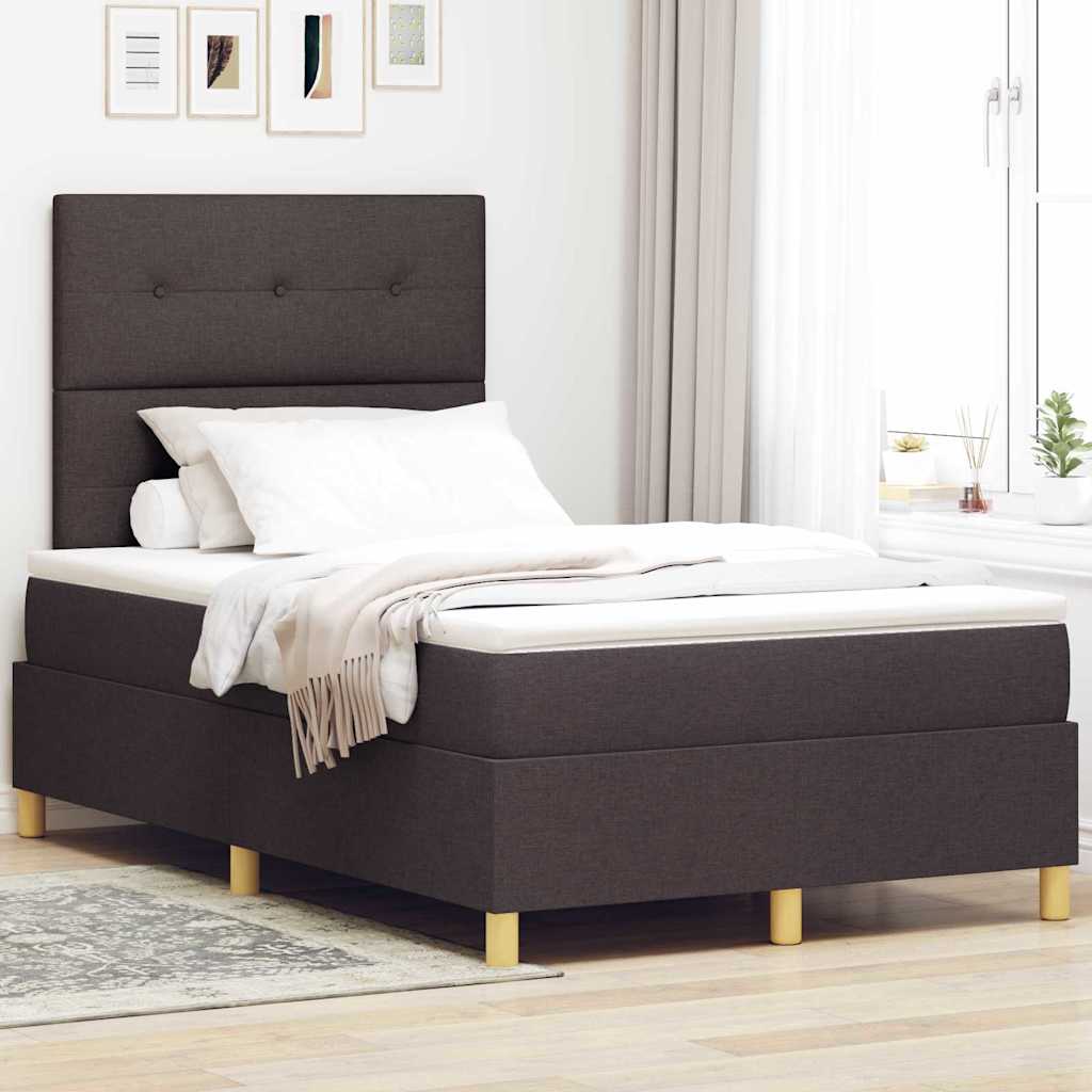 Box spring seng med madras Mørk Brun 120 x 190 cm Stof
