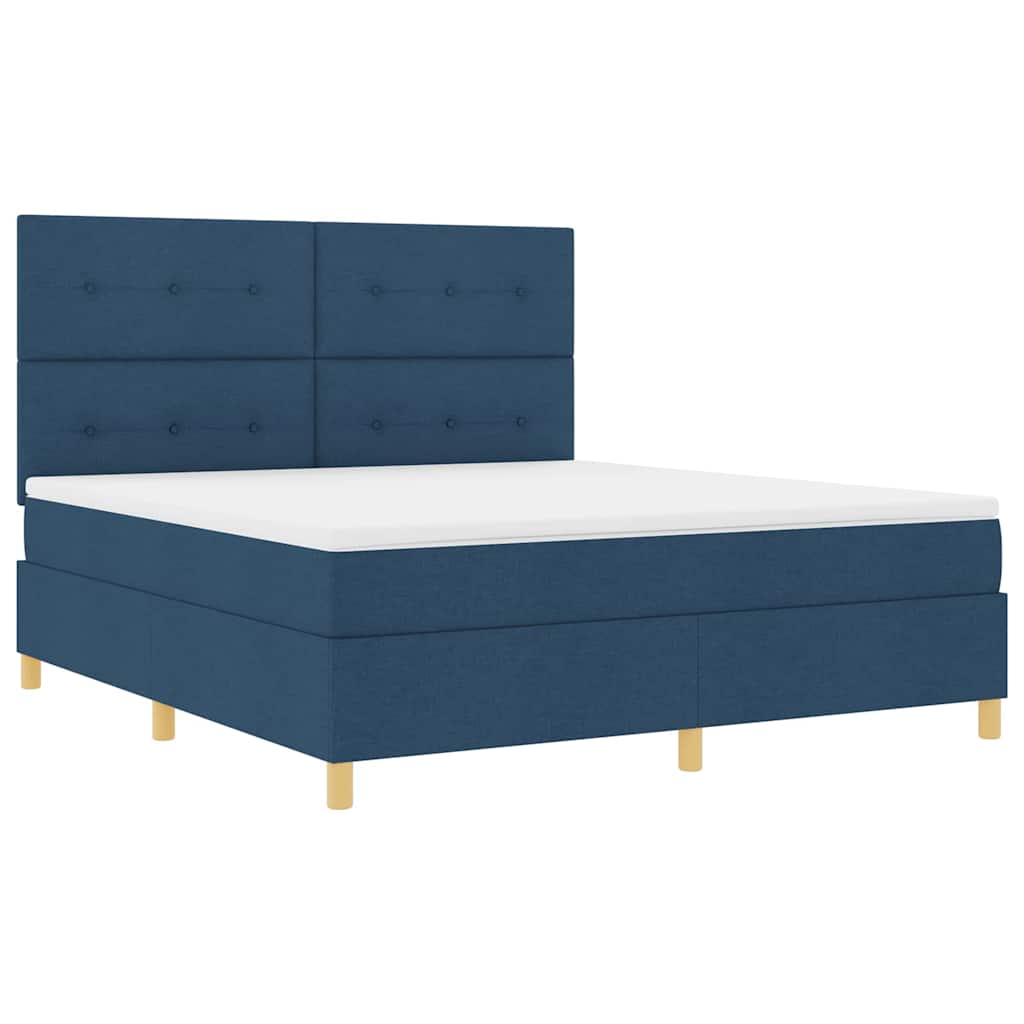 Box spring seng med madras med hovedgærde Blå 180 x 200 cm Stof
