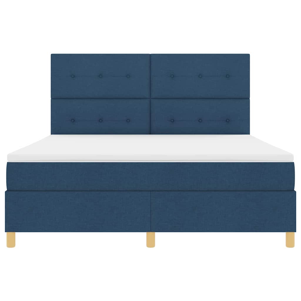 Box spring seng med madras med hovedgærde Blå 180 x 200 cm Stof