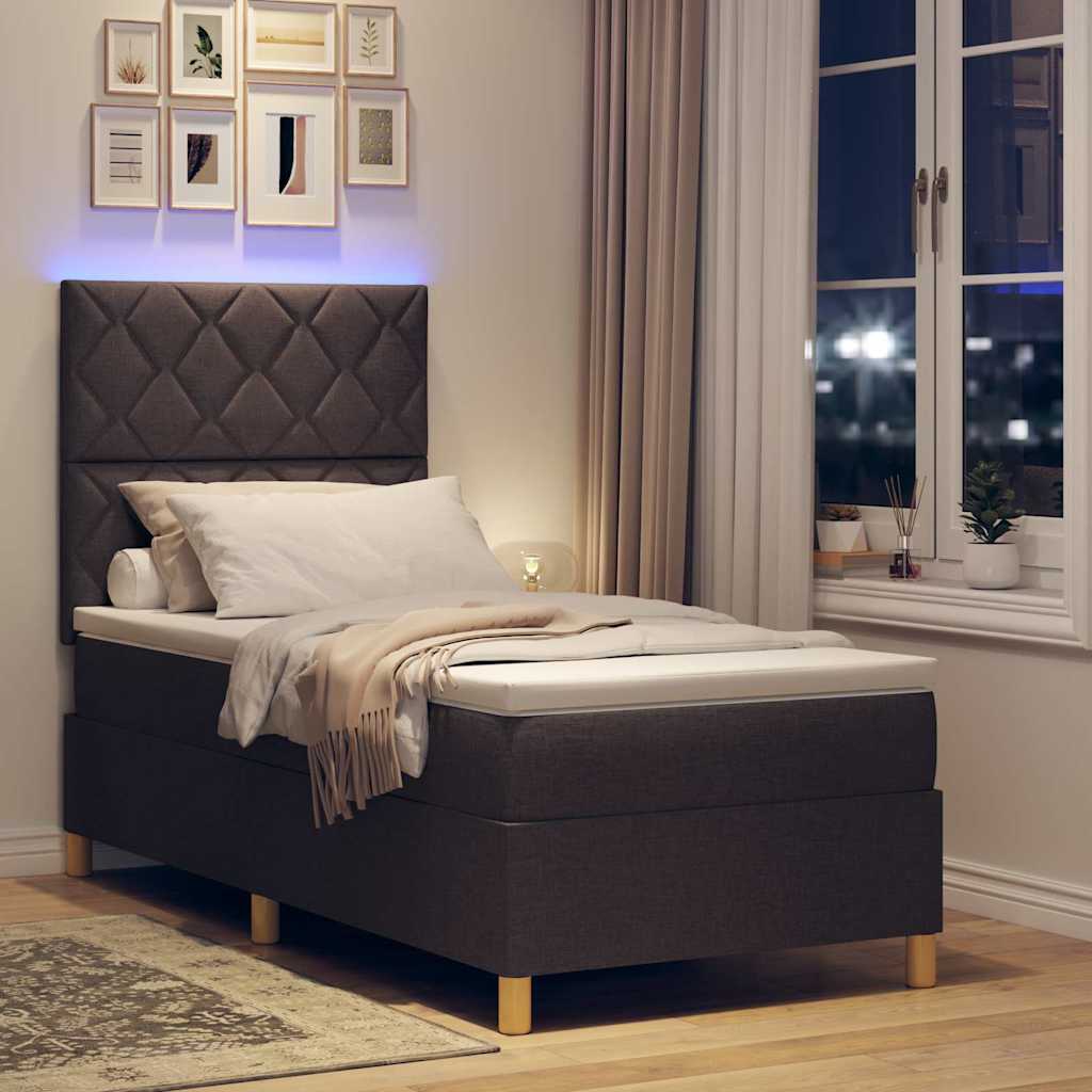 Box spring seng med madras Mørkebrun 90 x 190 cm Stof