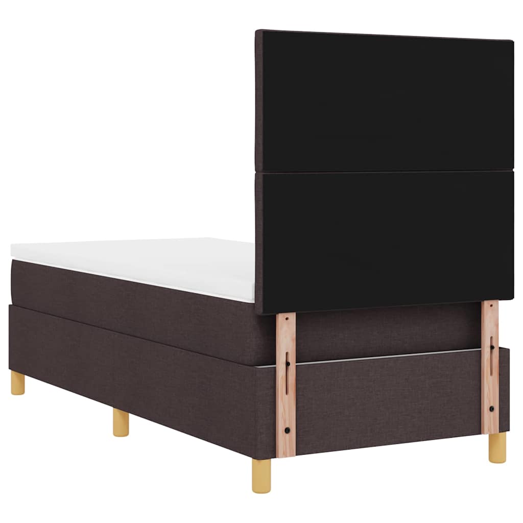 Box spring seng med madras Mørkebrun 90 x 190 cm Stof