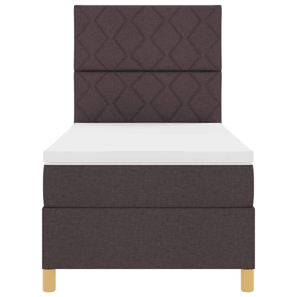 Box spring seng med madras Mørkebrun 90 x 190 cm Stof