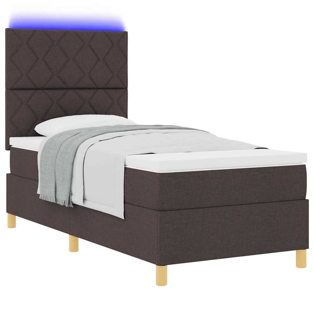 Box spring seng med madras Mørkebrun 90 x 190 cm Stof
