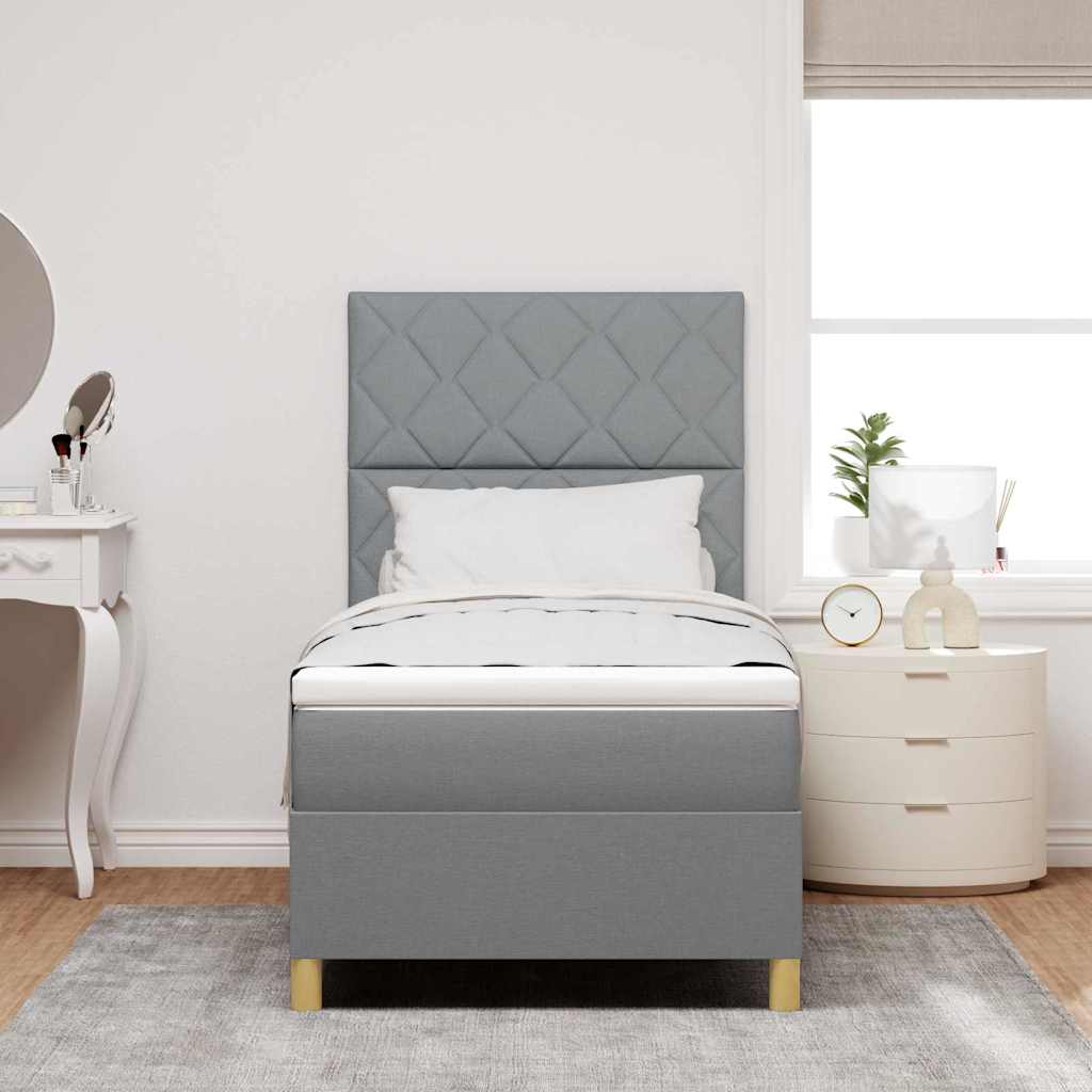 Box spring seng med madras Lysegrå 90 x 200 cm Stof