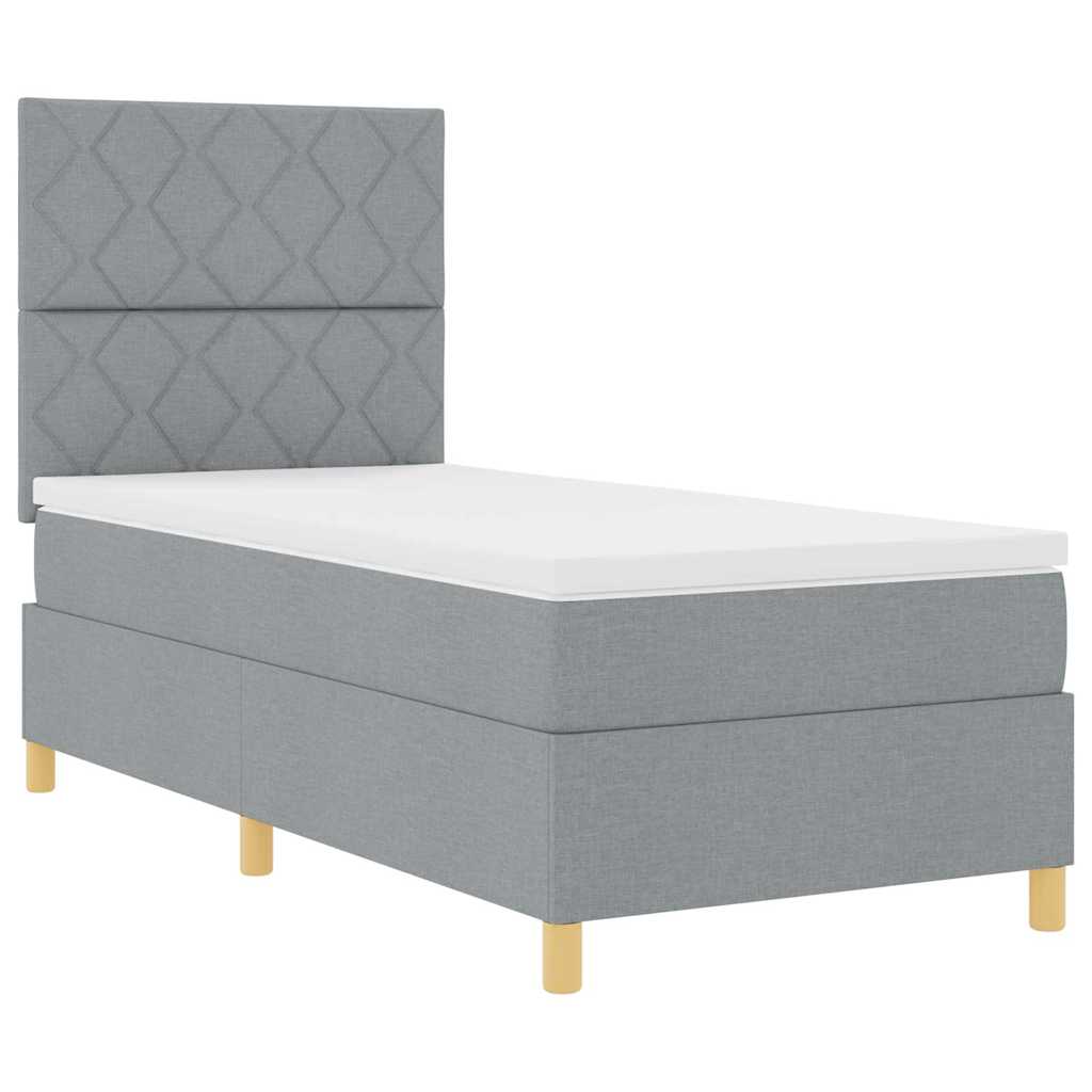 Box spring seng med madras Lysegrå 90 x 200 cm Stof