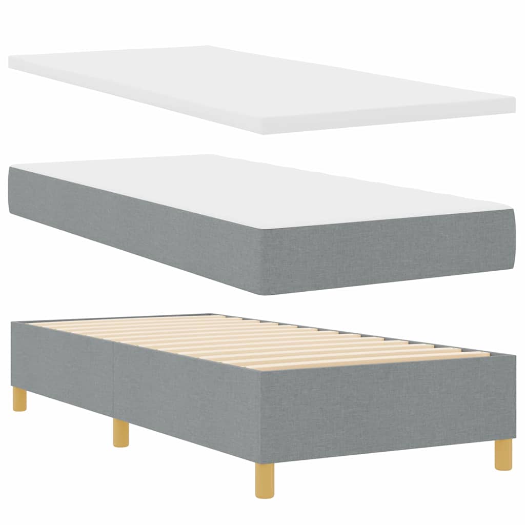 Box spring seng med madras Lysegrå 90 x 200 cm Stof