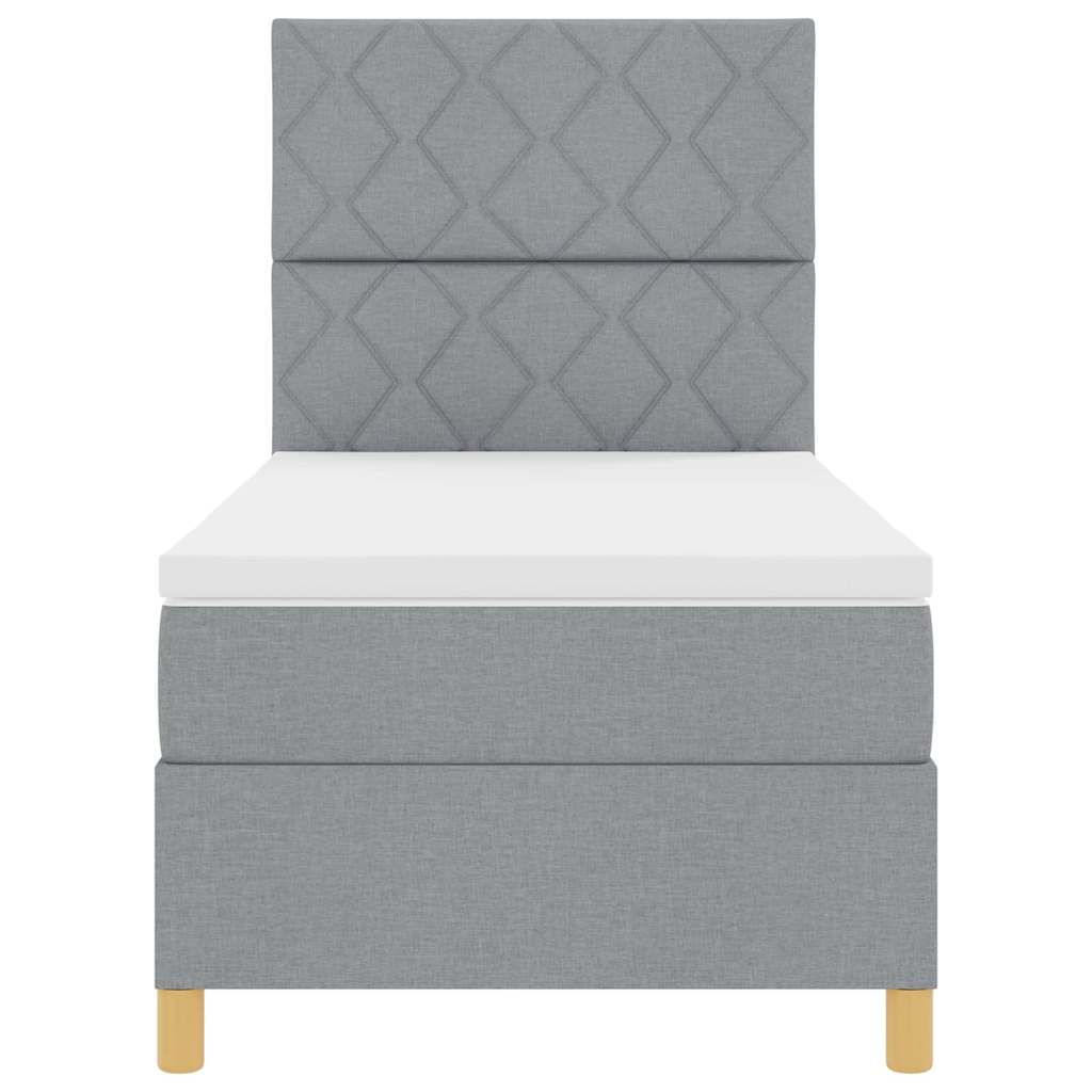 Box spring seng med madras Lysegrå 90 x 200 cm Stof