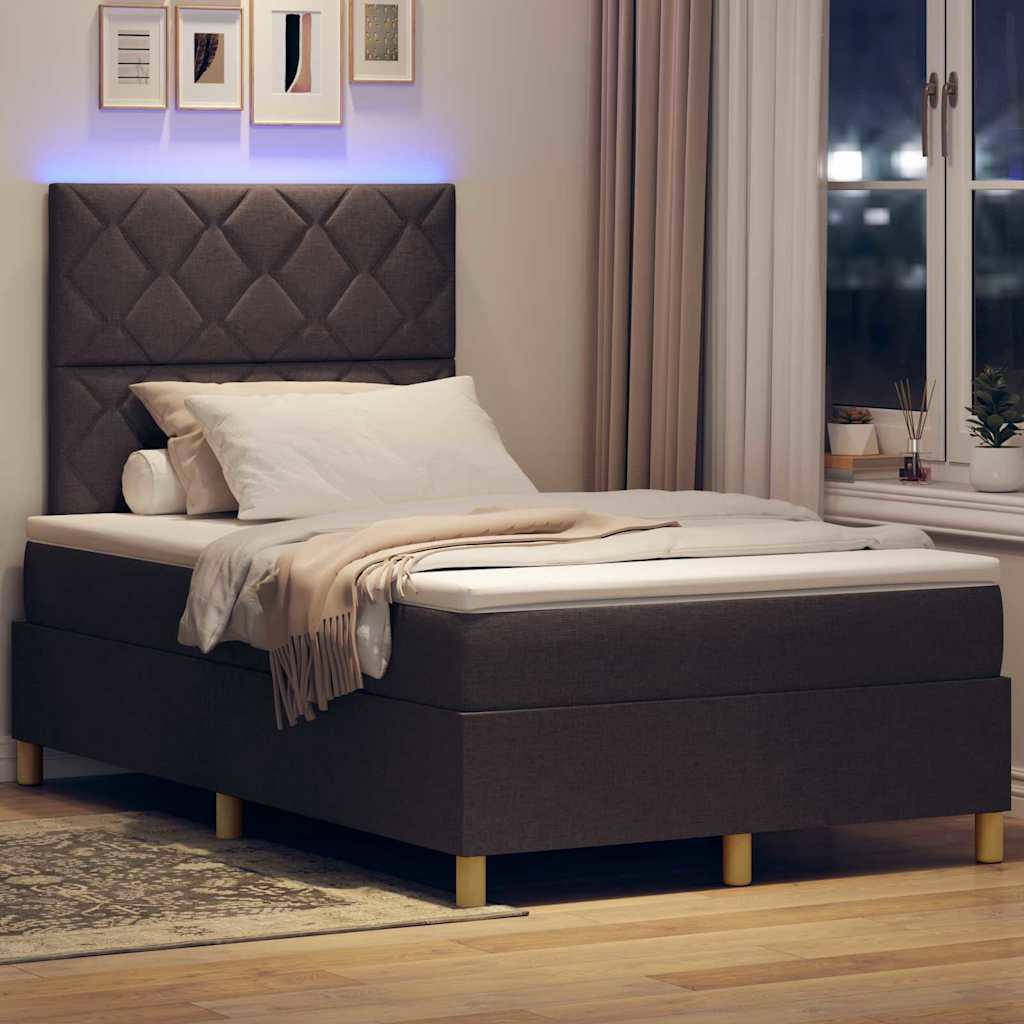 Box spring seng med madras Mørkebrun 120 x 190 cm Stof