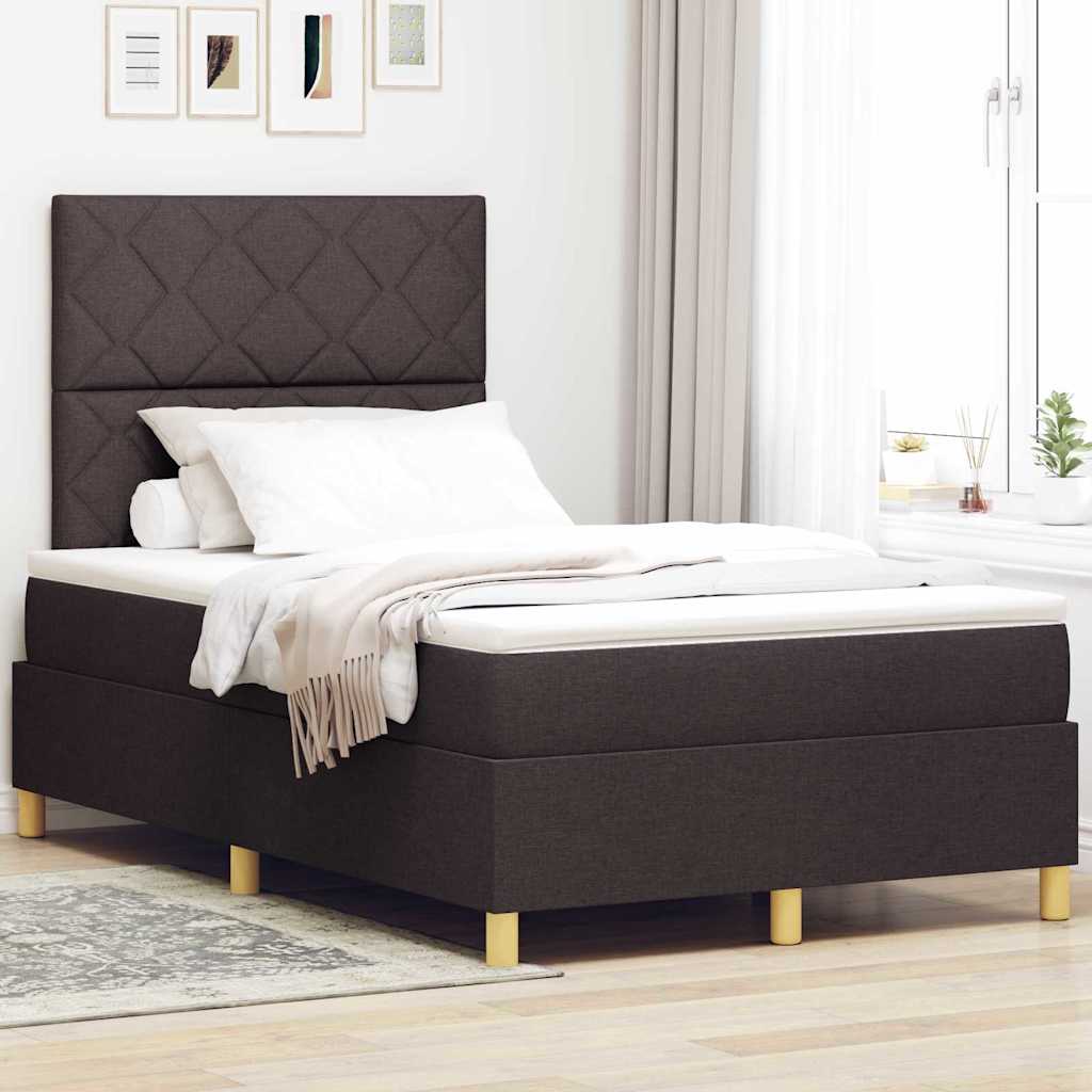 Box spring seng med madras Mørkebrun 120 x 190 cm Stof
